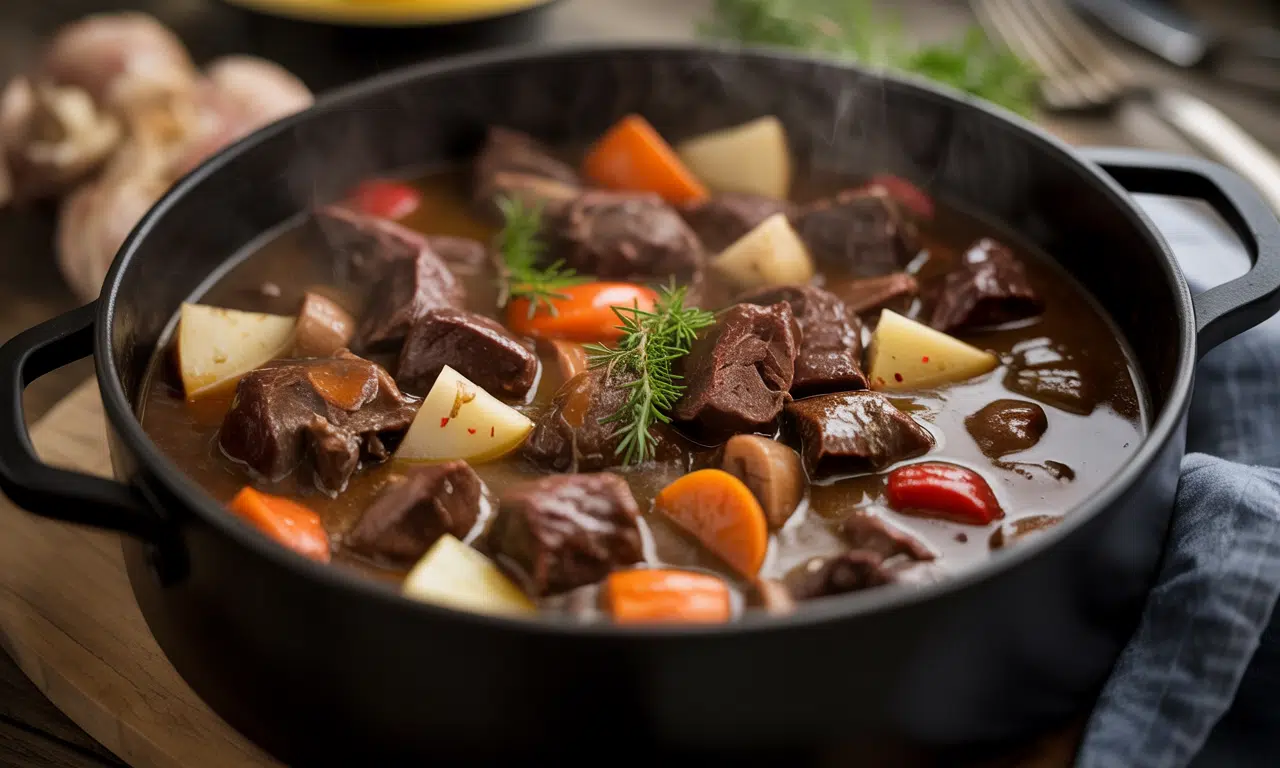 découvrez la recette maison du bœuf bourguignon mijoté lentement, aux saveurs riches et réconfortantes, parfaite pour séduire tous vos invités.