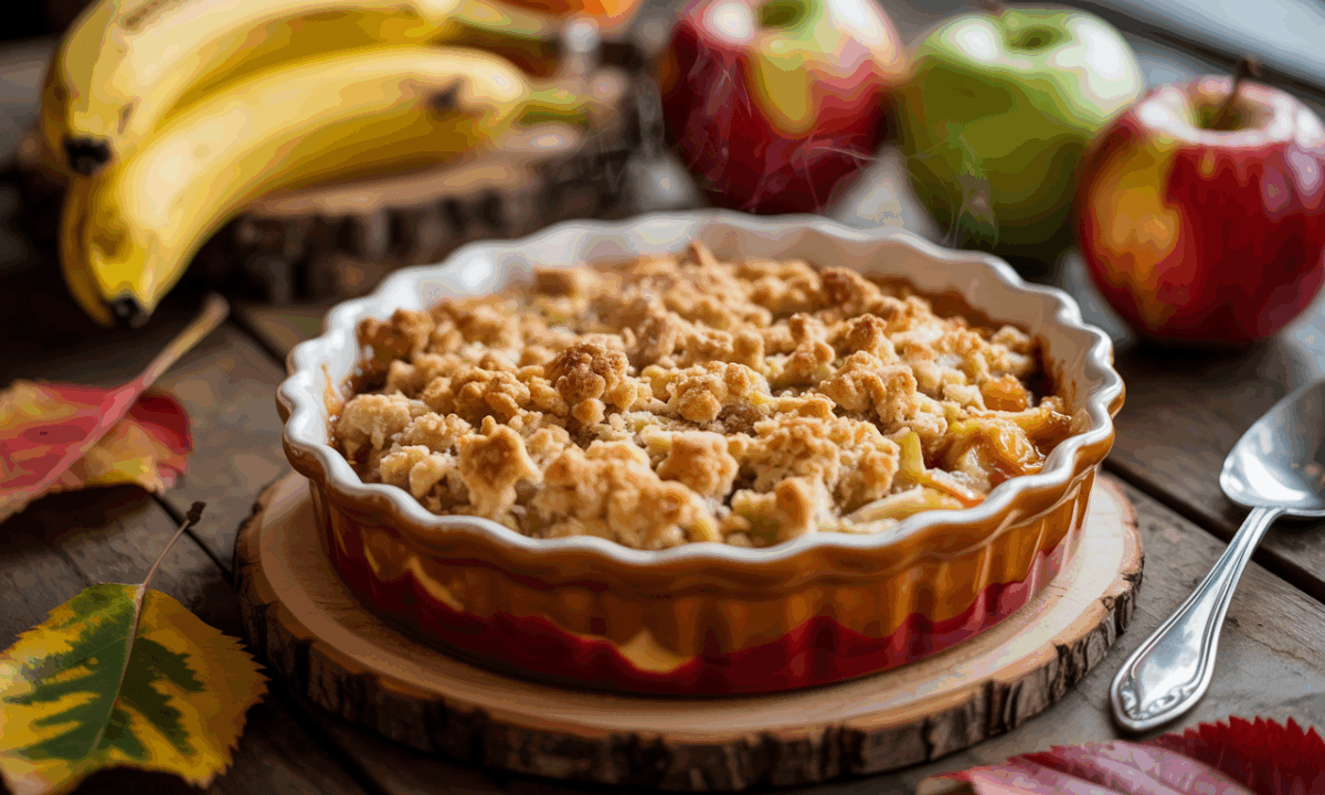 découvrez la recette ultra gourmande de crumble pommes et bananes, parfaite pour l'automne. facile et rapide, prête en seulement 10 minutes, elle fait craquer toute la famille !