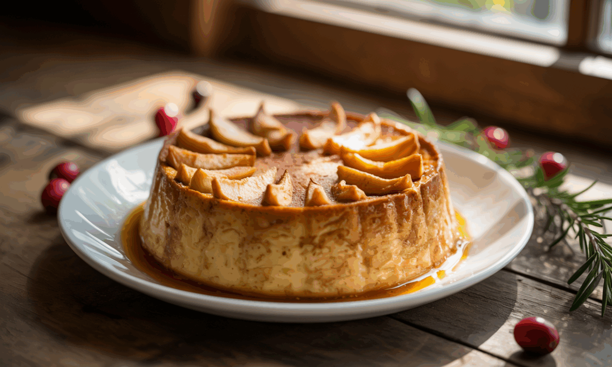 découvrez notre flan aux pommes, un dessert fruité, fondant et léger comme une caresse de nuage, parfait pour toutes vos envies gourmandes.