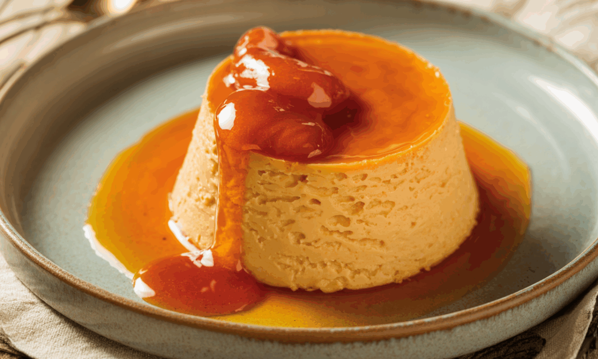 découvrez notre flan d’automne fondant, une recette élégante et simple, sublimée par un coulis étonnant au kaki pour une touche originale et gourmande.