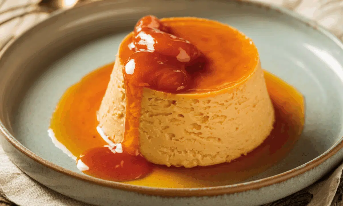 découvrez notre flan d’automne fondant, une recette élégante et simple, sublimée par un coulis étonnant au kaki pour une touche originale et gourmande.