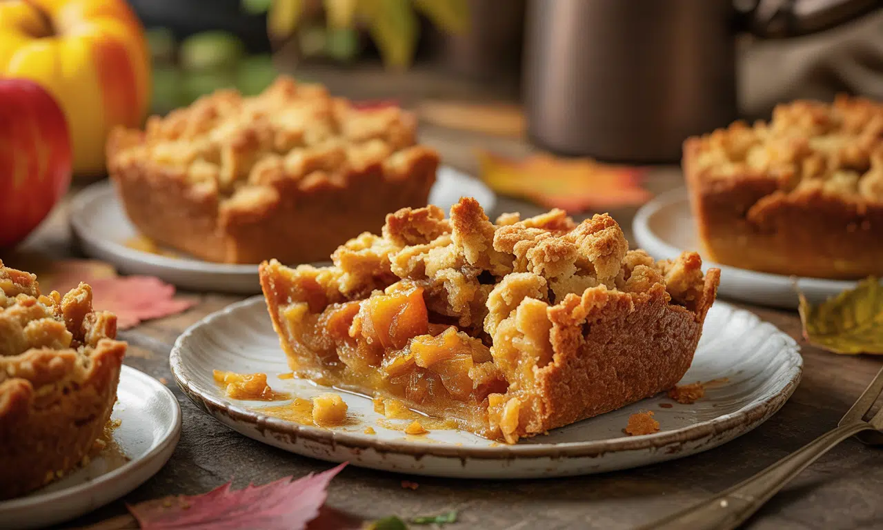 découvrez nos recettes de crumbles d'automne faciles et rapides à préparer, généreusement garnis et délicieusement fondants sous une croûte dorée pour réchauffer vos goûters.